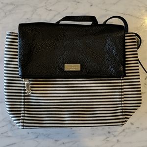 Kate Spade Black and White Leather and Canvas Tote